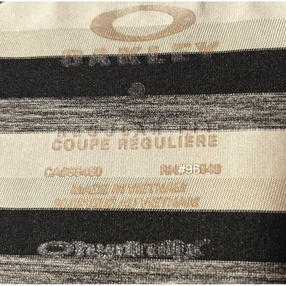 Oakley Gray Black Striped Performance Short Sleeve Shirt Polo Men's Size Small - Picture 8 of 9